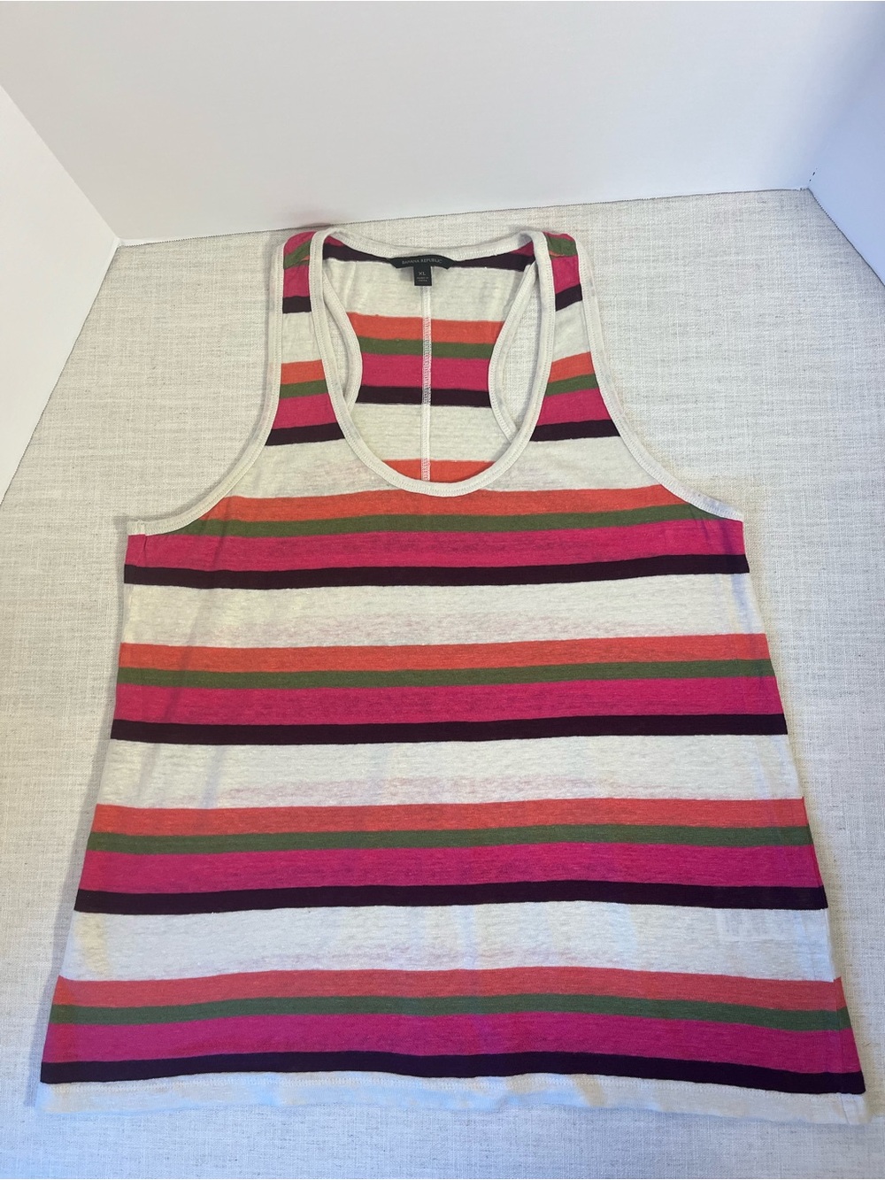 Banana Republic Linen Multicolor Striped Racerback Tank